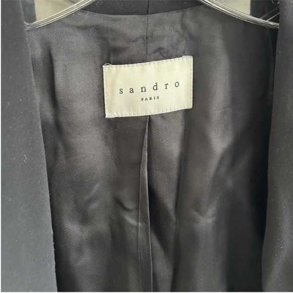 Sandro Paris Tweed Open Front Jacket Black Gray - Picture 5 of 7